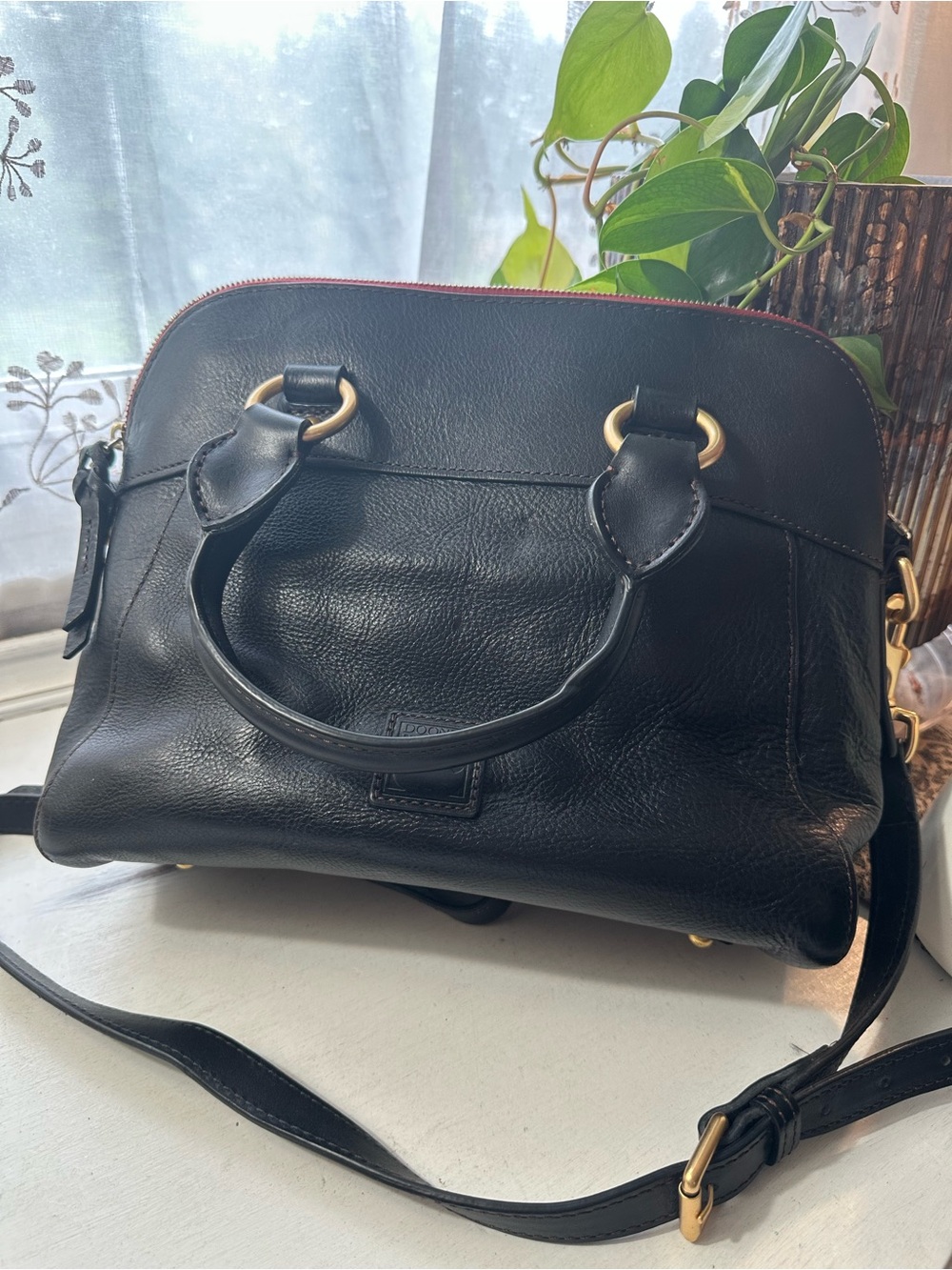 Dooney & Bourke Cameron Black Florentine Leather Satchel - Picture 10 of 14